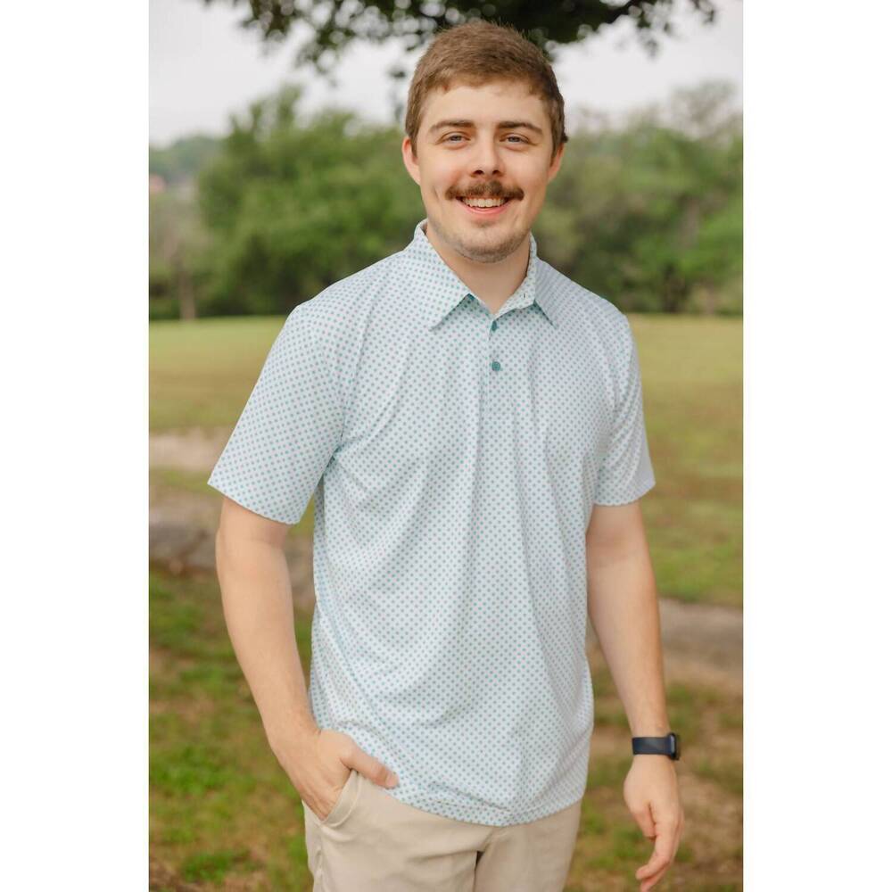 NEW POPS POLOS men's short sleeve polo in green stars